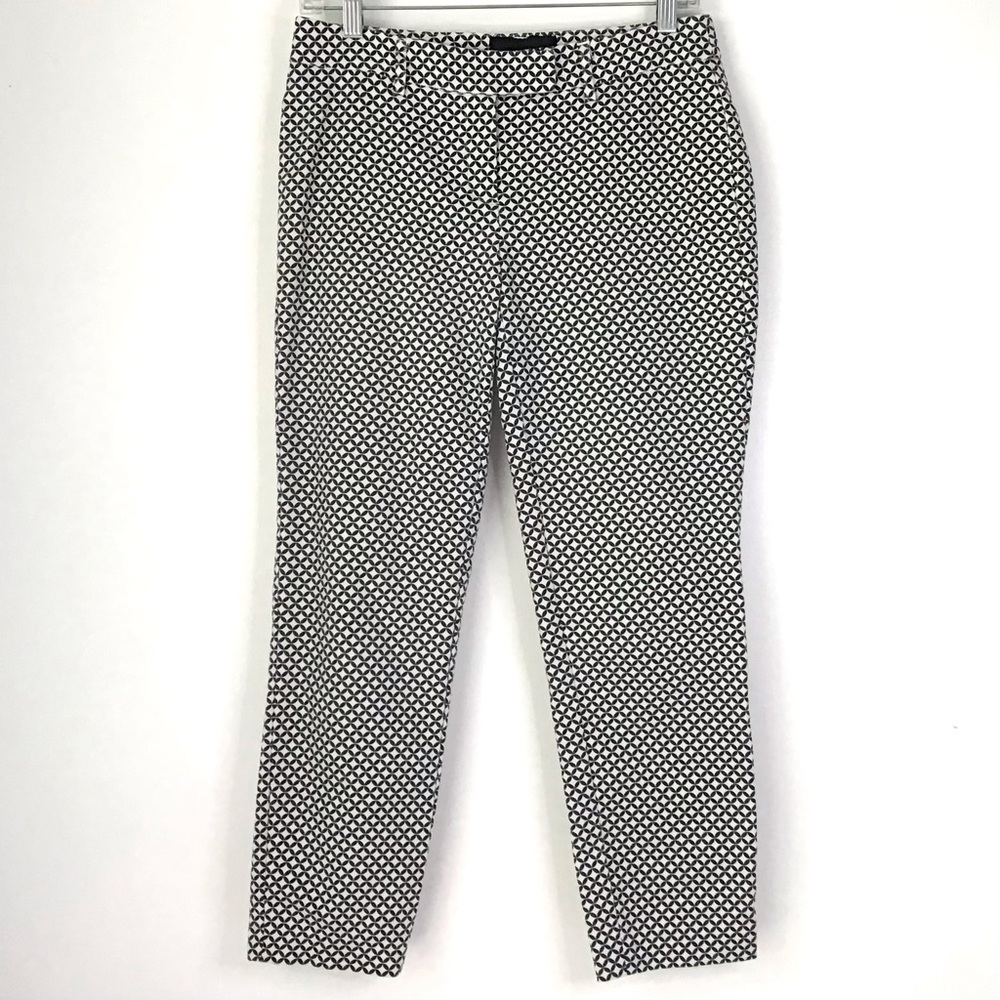 Cynthia Rowley Capris Cropped Pants Size 4 Black & White Print Stretch Cotton